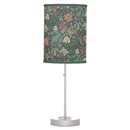 William Morris Vintage Floral Pink Green Compton  Table Lamp