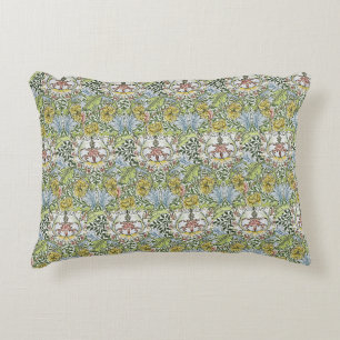 William Morris Vintage Floral Pink Green Myrtle Accent Pillow