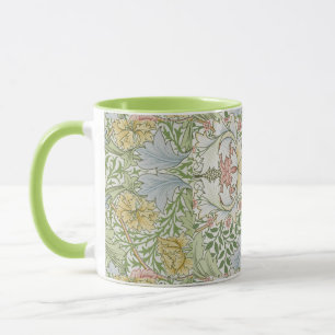 William Morris Vintage Floral Pink Green Myrtle Mug
