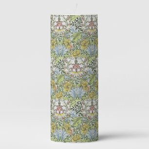 William Morris Vintage Floral Pink Green Myrtle Pillar Candle