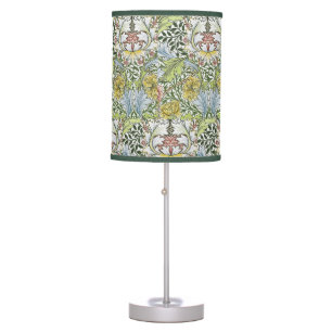 William Morris Vintage Floral Pink Green Myrtle Table Lamp
