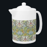 William Morris Vintage Floral Pink Green Myrtle    Teapot<br><div class="desc">The design on this product was inspired by 'Myrtle' a William Morris floral wallpaper design. William Morris (1834-1896) was an iconic English textile designer who lived during the Victorian period. He was a significant contributor to the revival of traditional British textile arts and methods of production. Much of his work...</div>