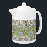 William Morris Vintage Floral Pink Green Myrtle    Teapot<br><div class="desc">The design on this product was inspired by 'Myrtle' a William Morris floral wallpaper design. William Morris (1834-1896) was an iconic English textile designer who lived during the Victorian period. He was a significant contributor to the revival of traditional British textile arts and methods of production. Much of his work...</div>