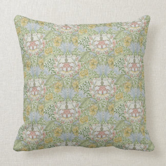 William Morris Vintage Floral Pink Green Myrtle Throw Pillow