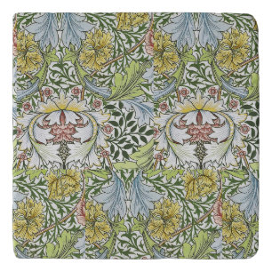 William Morris Vintage Floral Pink Green Myrtle Trivet