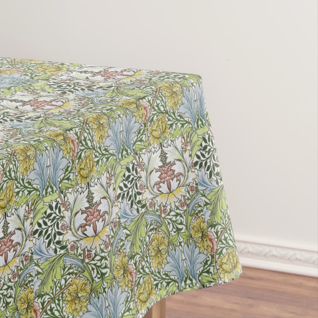 William Morris Vintage Floral Pink Green   Tablecloth (In Situ)