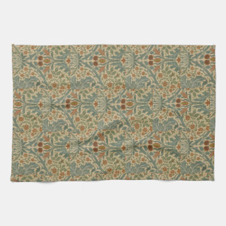 William Morris Vintage Floral Red Autumn Flowers Kitchen Towel