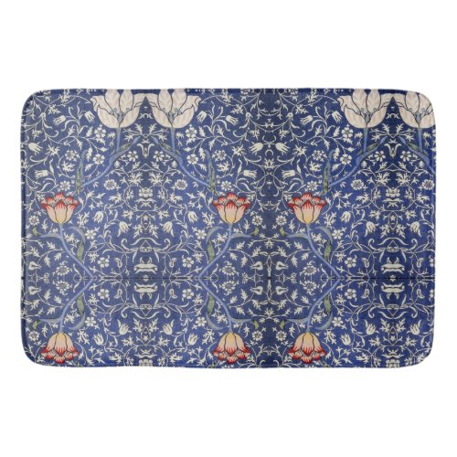 William Morris Vintage Floral Tulip Blue White Red Bath Mat