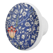 William Morris Vintage Floral Tulip Blue White Red
