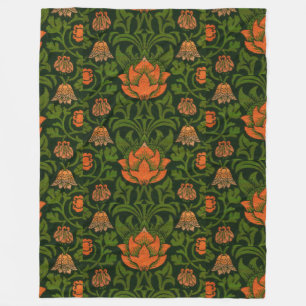 William Morris Vintage Floral Violet and Columbine Fleece Blanket