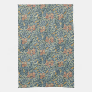 William Morris Vintage Floral Yellow Blue Iris Kitchen Towel
