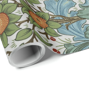 William Morris Vintage Floral Yellow Green Blue  Wrapping Paper