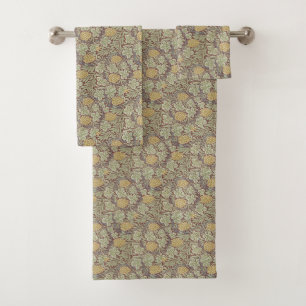 William Morris Vintage Floral Yellow Green Vine Bath Towel Set
