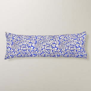 William Morris Vintage Flowers Birds Blue White Body Pillow
