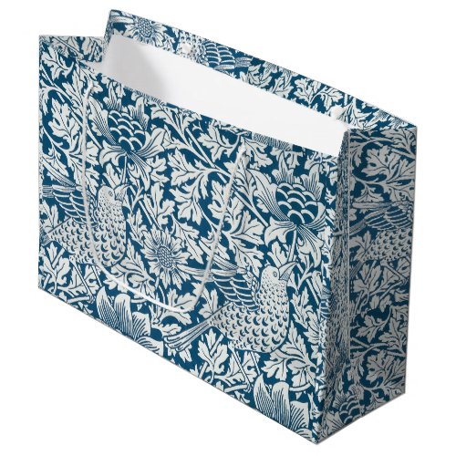 William Morris Vintage Flowers Birds Blue White Large Gift Bag