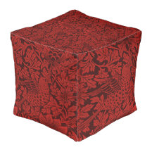 William Morris Vintage Flowers Birds Red