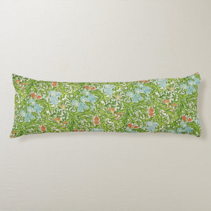 William Morris Vintage Flowers Floral Green Pink Body Pillow