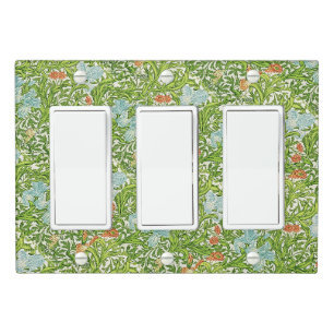 William Morris Vintage Flowers Floral Green Pink Light Switch Cover
