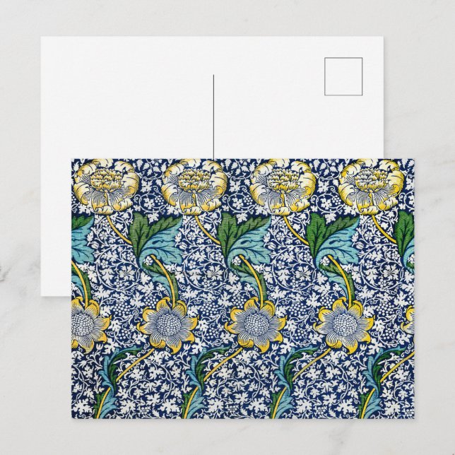 William Morris - Vintage Flowers & leaves Pattern Postcard (Front/Back)