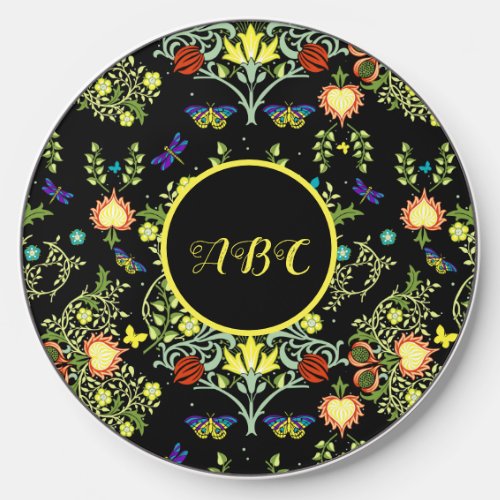 William Morris Vintage Flowers Monogram Wireless Charger