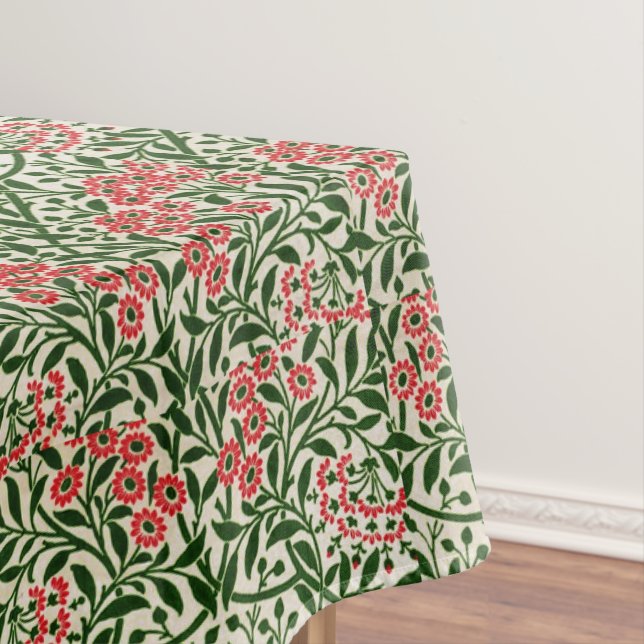 William Morris Vintage Flowers Pink Green Tablecloth (In Situ)