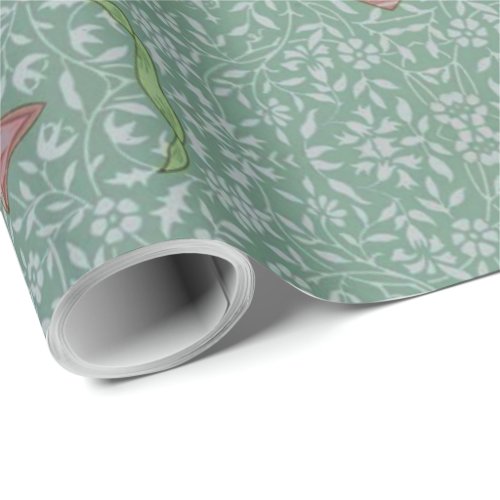 William Morris Vintage Flowers White Pink Wrapping Paper