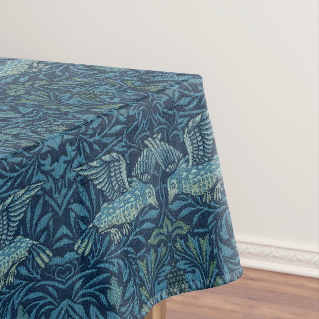William Morris Vintage Foliage Blue Tablecloth (In Situ)