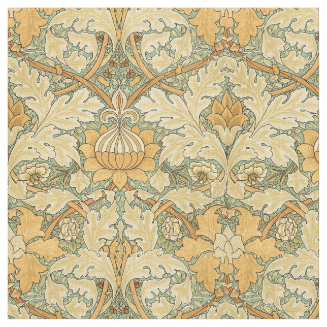 William Morris Vintage Foliage & Floral Pattern Fabric (Close Up)