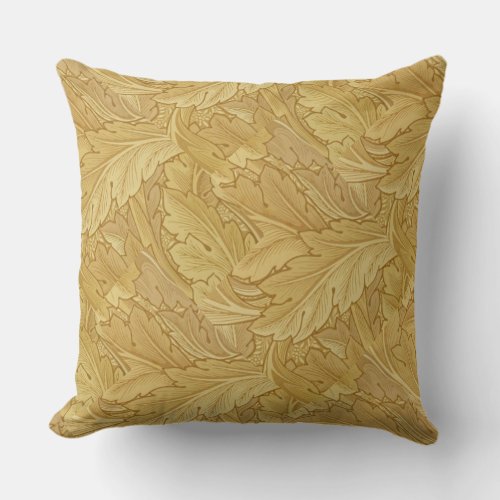 William Morris Vintage Foliage Gold Pattern Throw Pillow