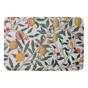 William Morris Vintage Fruit Pomegranate White Bath Mat