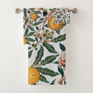 William Morris Vintage Fruit Pomegranate White Bath Towel Set