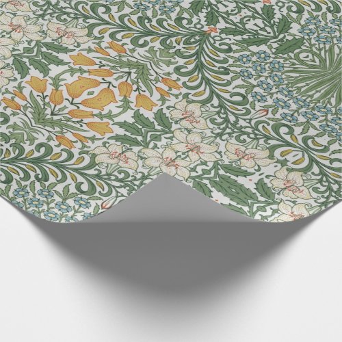 William Morris Vintage Garden Green Blue Yellow Wrapping Paper