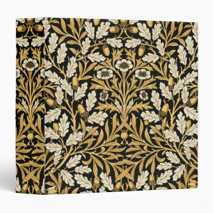 William Morris Vintage Gold Black Oak Pattern 3 Ring Binder