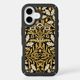 William Morris Vintage Gold Black Oak Pattern iPhone 16 Case