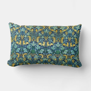 William Morris Vintage Gold Green Blue Lumbar Pillow