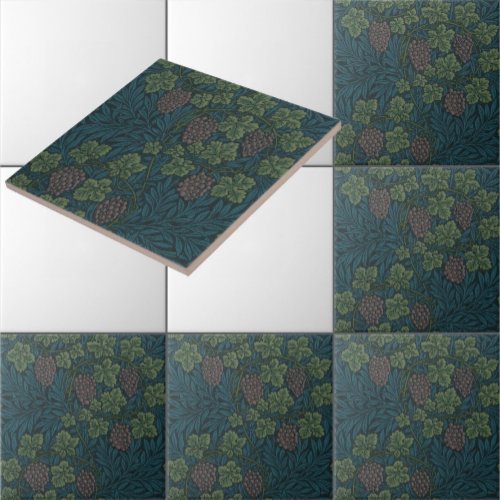 William Morris Vintage Grape Vine Pattern Ceramic Tile