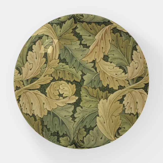 William Morris - Vintage Green Acantus Leaves Paperweight (Front)