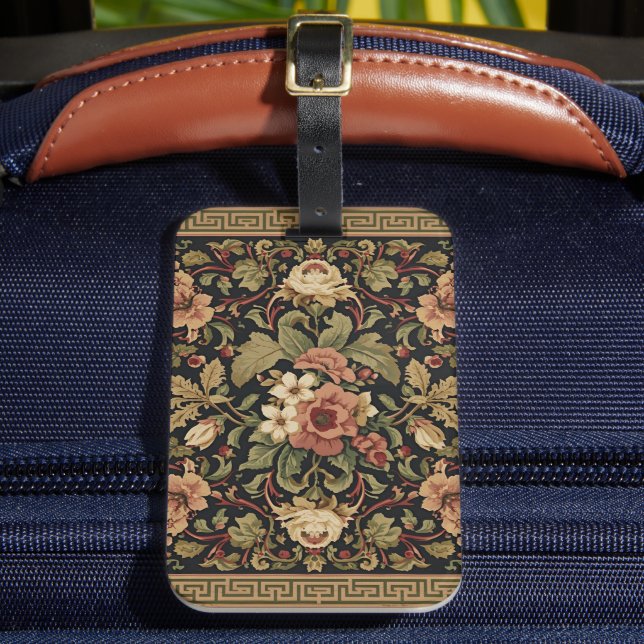 William Morris vintage Honeysuckle Floral pattern Luggage Tag (Front Insitu 2)