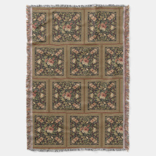 William Morris vintage Honeysuckle Floral pattern Throw Blanket