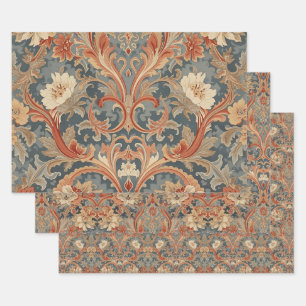 William Morris vintage Honeysuckle Floral Pattern Wrapping Paper Sheets