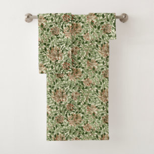 William Morris Vintage Honeysuckle Pattern Bath Towel Set