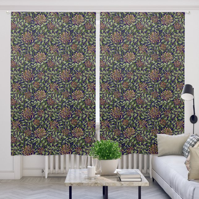 William Morris Vintage Honeysuckle Pattern Blackout Curtains (Living Room)