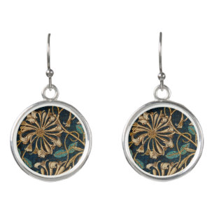 William Morris Vintage Honeysuckle Pattern Drop  Earrings
