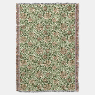 William Morris Vintage Honeysuckle Pattern Throw Blanket