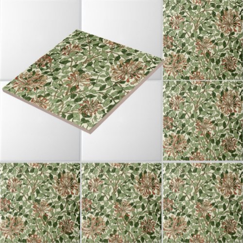 William Morris Vintage Honeysuckle Pattern Tile