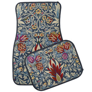William Morris Vintage Indigo Floral Pattern Car Floor Mat