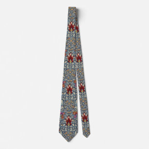 William Morris Vintage Indigo Floral Pattern Neck Tie