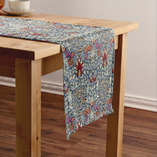 William Morris Vintage Indigo Floral Pattern Short Table Runner