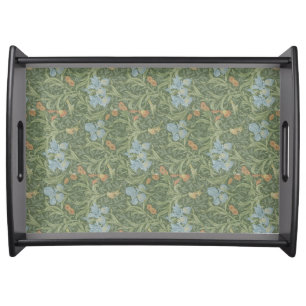 William Morris Vintage Leaves Floral Bird Iris Serving Tray