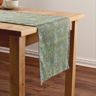 William Morris Vintage Leaves Floral Bird Iris Short Table Runner